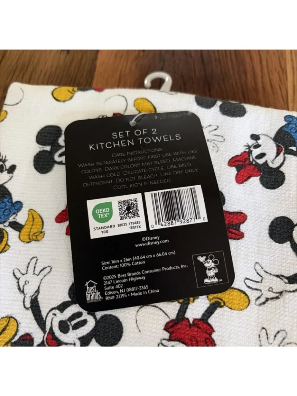 Disney Mickey & Minnie Mouse All Over Print Set Of 2 Kitchen Towels 16”x 26”
